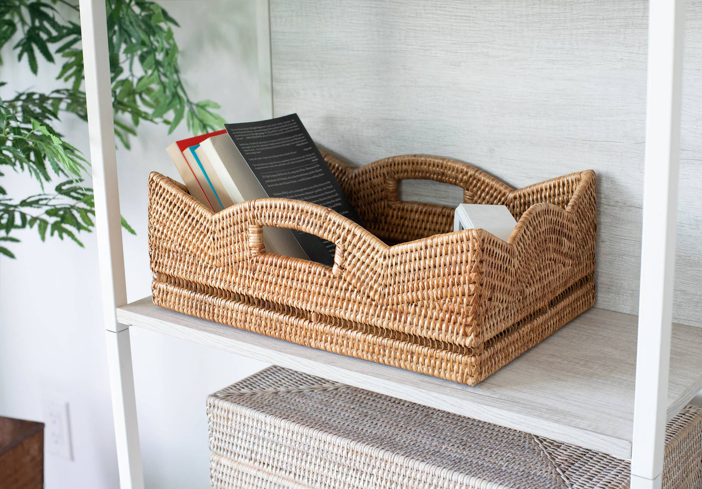 Rattan Scallop Collection Rectangle Basket