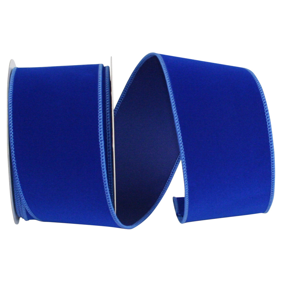 Signature Blue Velvet Wired Edge Ribbon 2.5 in x 10 yd