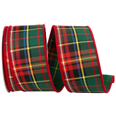 Classic Plaid Woven Wired Edge Ribbon 2.5 in x 10 yd