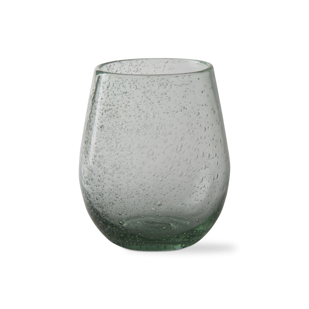 Bubble Glass Stemless Wine - Light Green