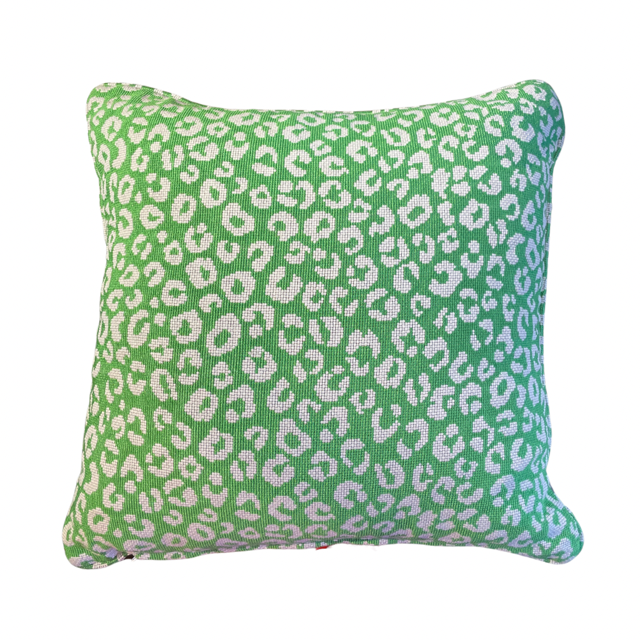 Green Leopard Print Pillow 20" x 20"