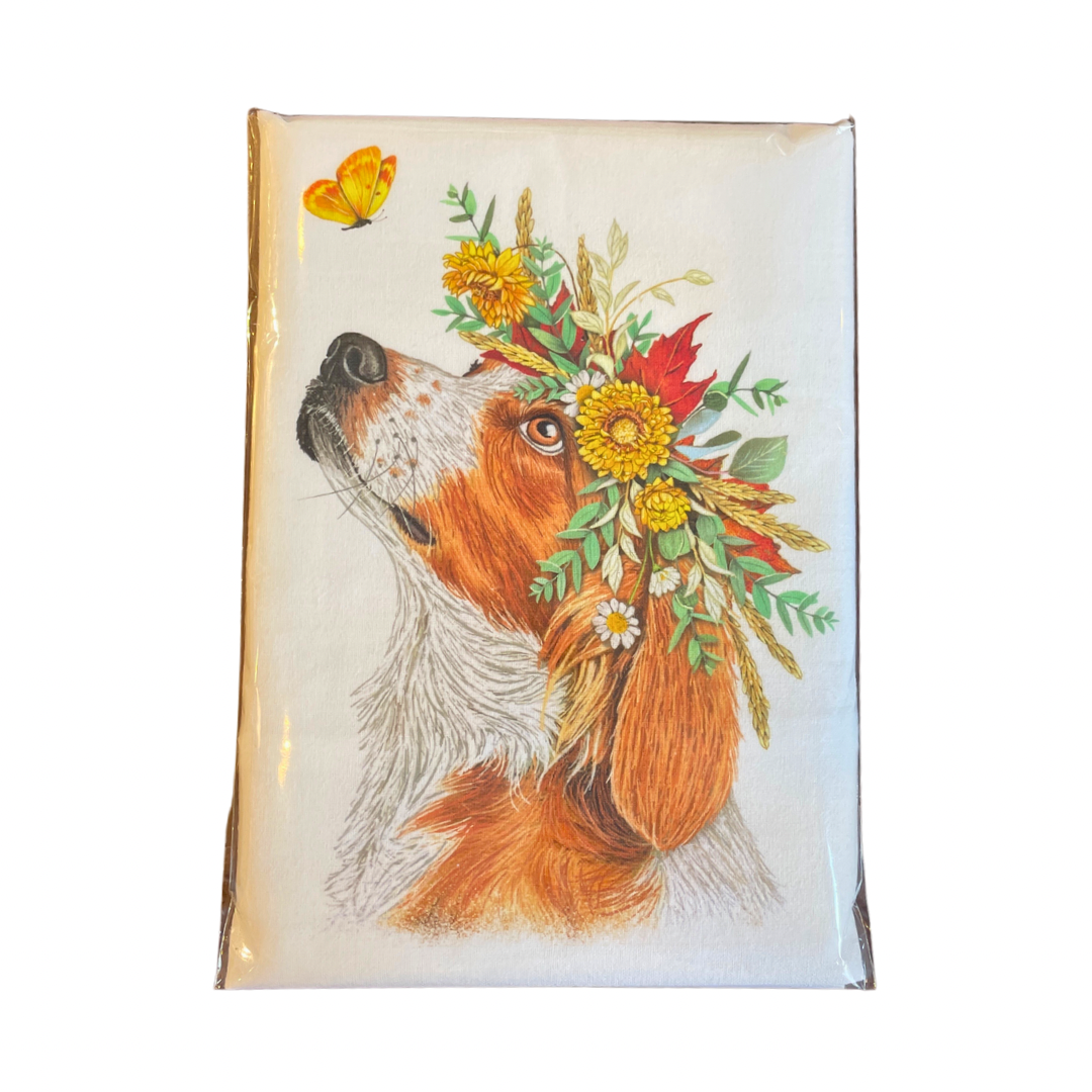 Dog in Flower Crown Individual Towel