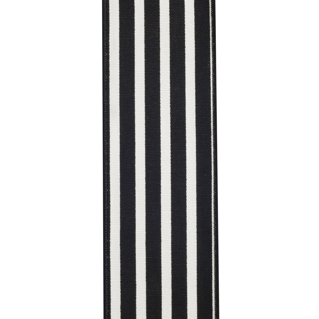 Black and White Stripe Classic Wired Edge Ribbon 2.5 in x 10 yd