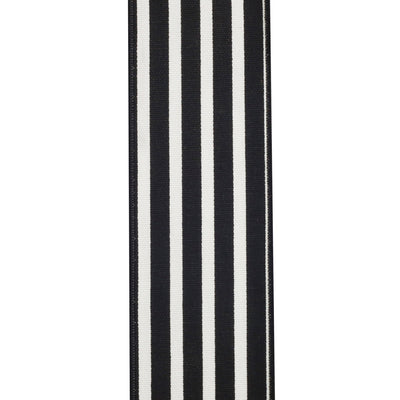 Black and White Stripe Classic Wired Edge Ribbon 2.5 in x 10 yd