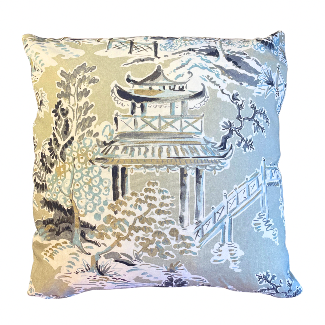 Grey Pagoda Cotton Pillow - 22"