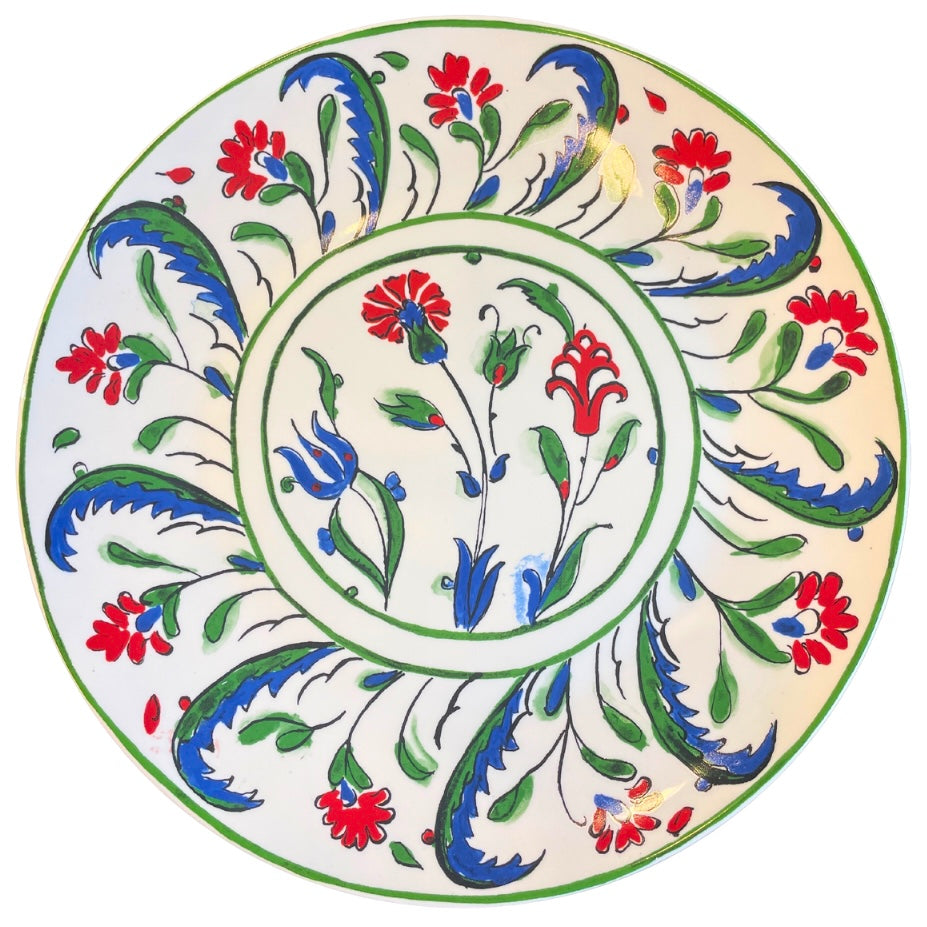 Dinner Plate with Red Flower  10.5"