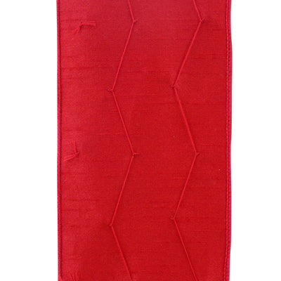 Jingle Bells Dupioni Red Wired Edge Ribbon 4 in x 5 yd