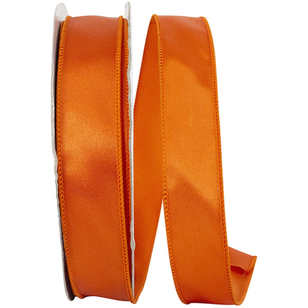 Orange Satin Wired Edge Ribbon 1.5 in x 50 yd