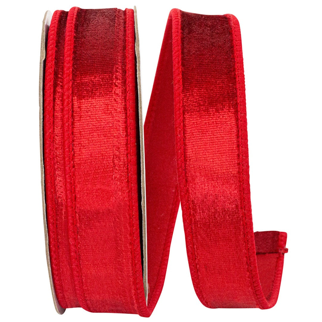 Italian Velvet Red Wired Edge Ribbon 1 in x 10 yd