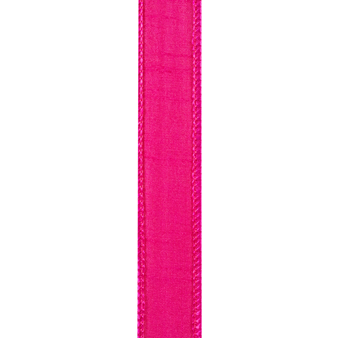 Dupioni Pink Wired Edge Ribbon 7/8 in x 10 yd
