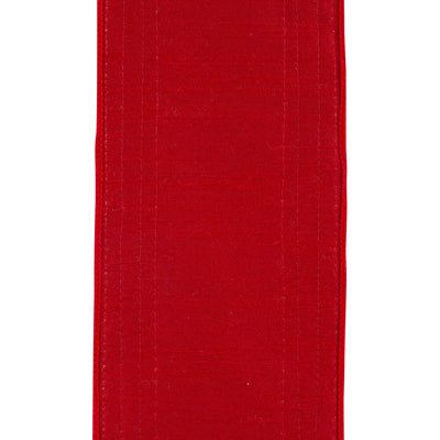 Glitter Edge Red Dupioni Wired Edge Ribbon 4 in x 5 yd