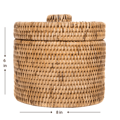 Rattan Round Single Tissue Roll Box