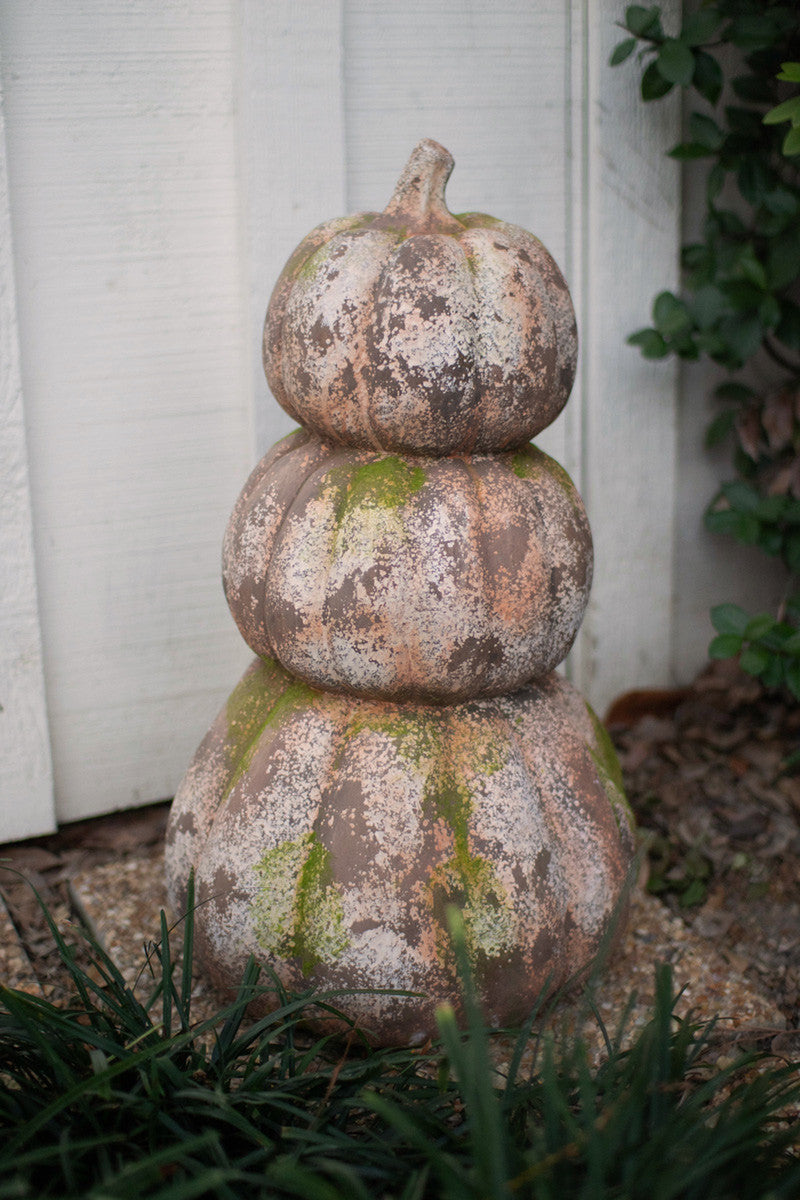 Three Stacked Faux Concrete Pumpkins (In store pickup only)