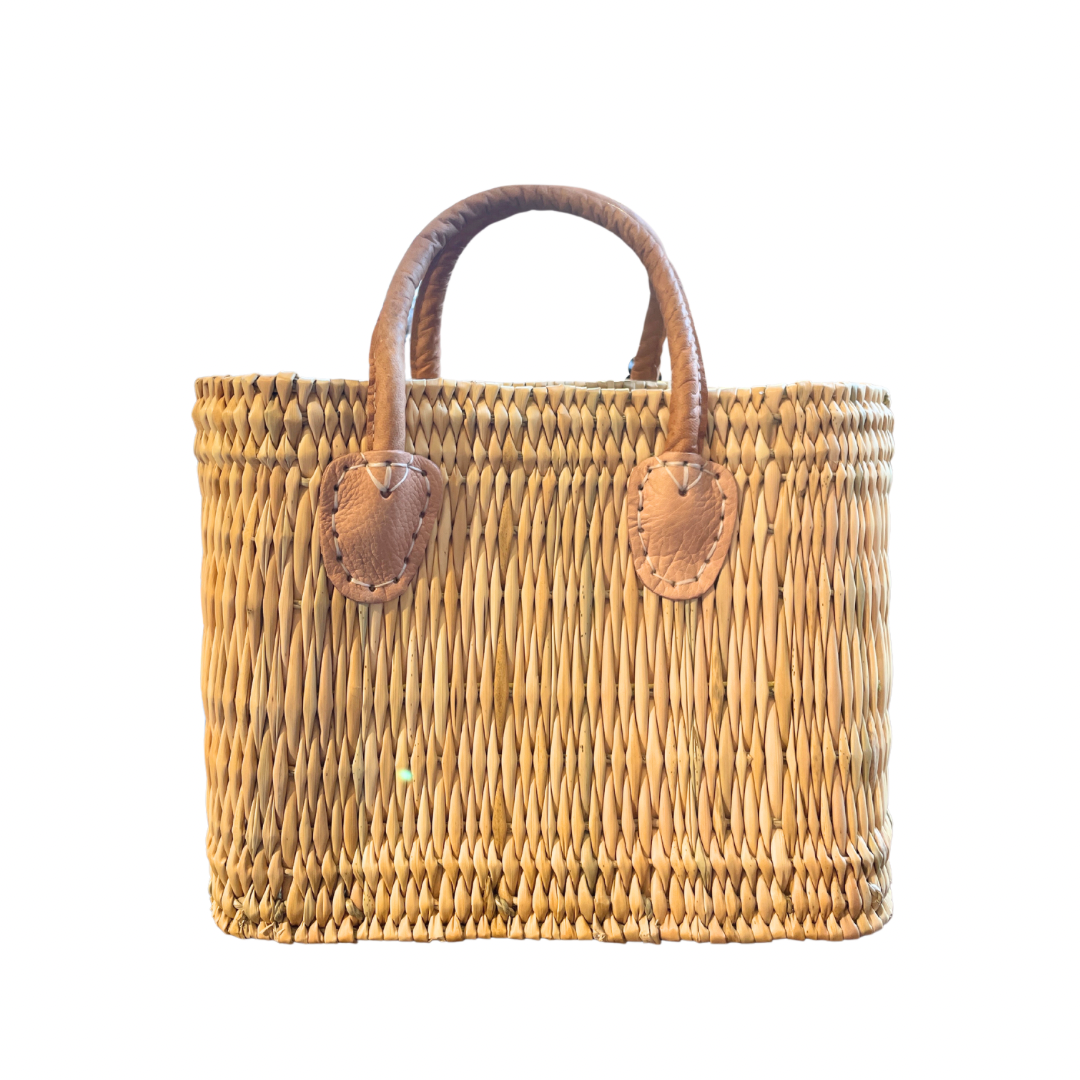Small Flat Weave Basket with Short Handles