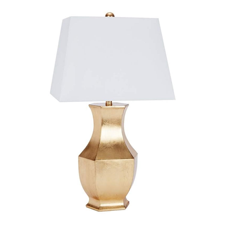 Gold Leaf Mason Lamp with White Rectangular Shade