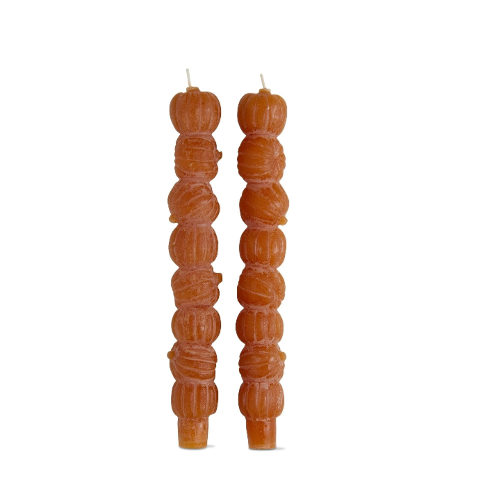Rustic Pumpkin Stack Taper Candle Set of 2