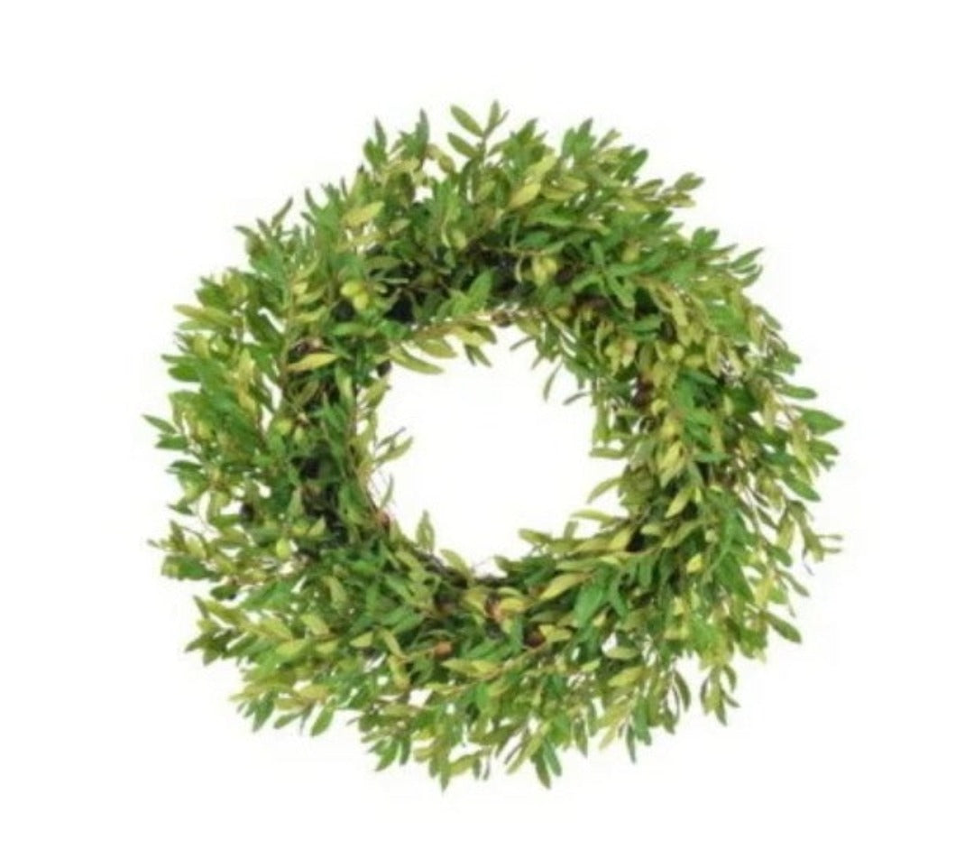 Olive Leaf Wreath 30" Black/Green