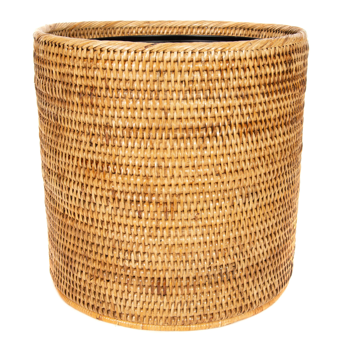 Rattan Round Waste Basket with Metal Liner