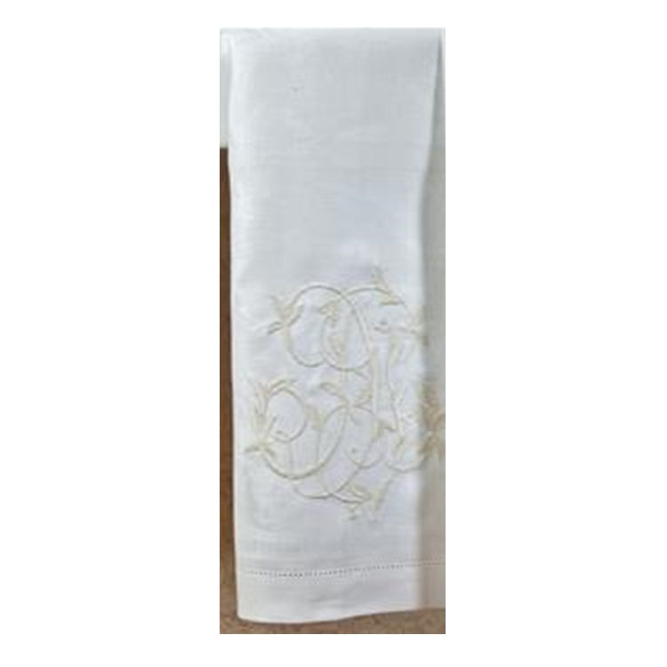 Embroidered Linen Granite Lyon Guest Towel