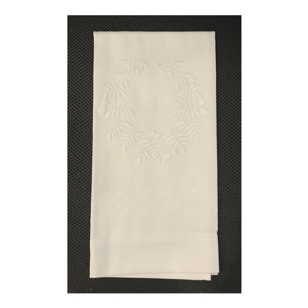 Embroidered Linen Granite Fleuron Guest Towel