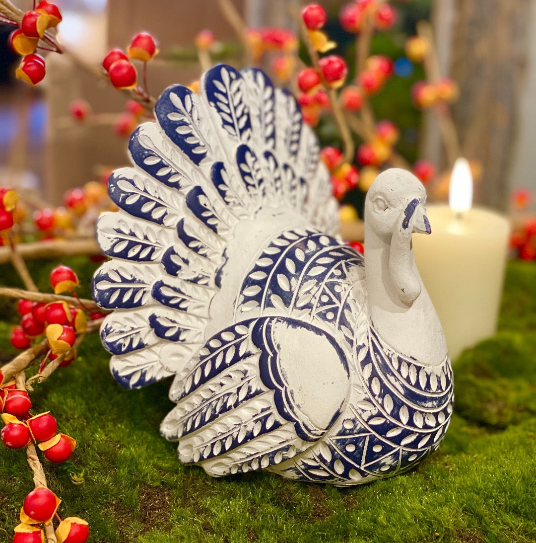 Blue and White Distressed Turkey
