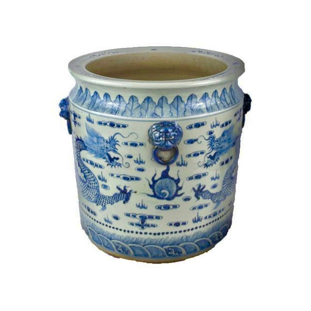 Porcelain Blue/White Planter with Dragons - Extra Large