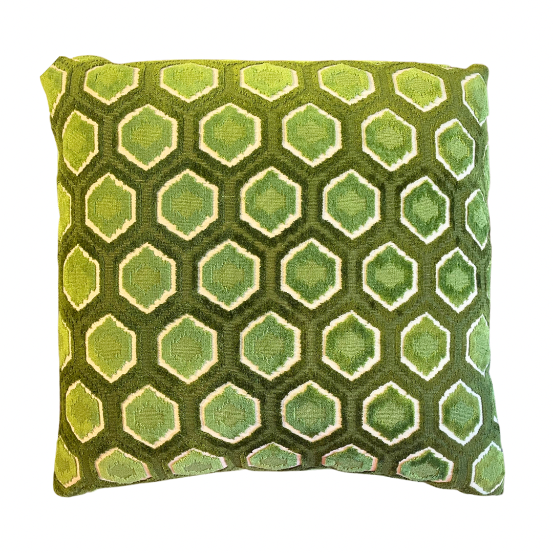 Green Flocked Geometric Patterned Pillow - 22"