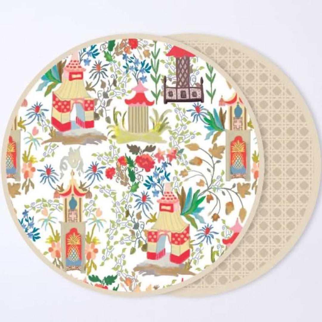 Pagoda Reversible Round Placemat 15.5"