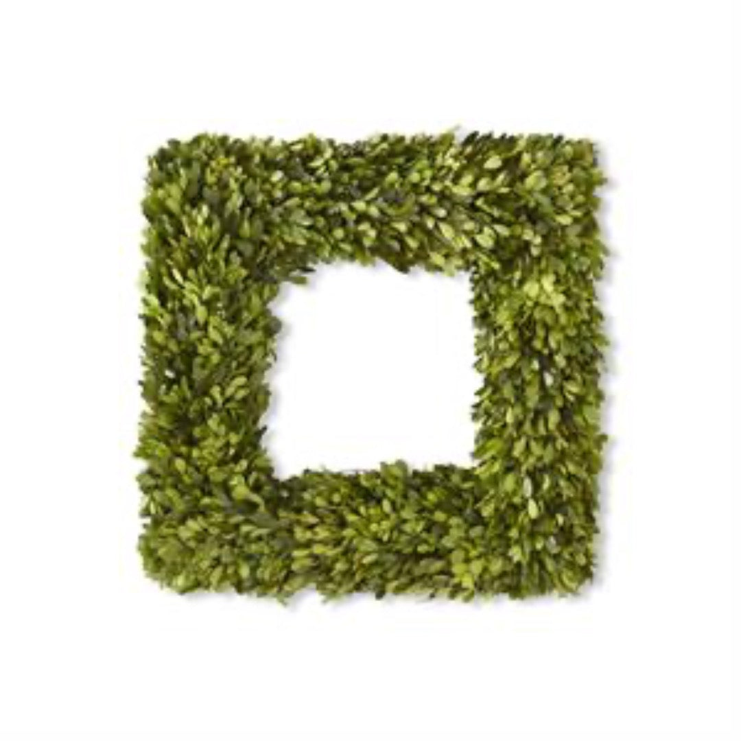 Preserved Natural Boxwood Wreath Square 20"