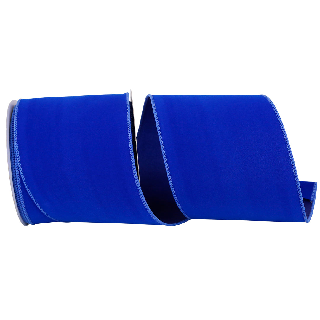 Signature Blue Velvet Wired Edge Ribbon 4 in x 10 yd