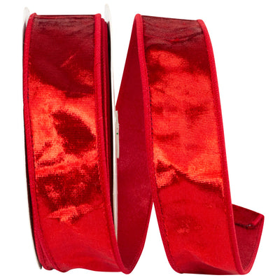 Italian Velvet Red Wired Edge Ribbon 1.5 in x 10 yd