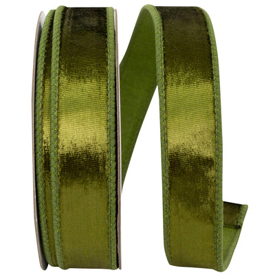 Italian Velvet Moss Wired Edge Ribbon 1 in x 10 yd