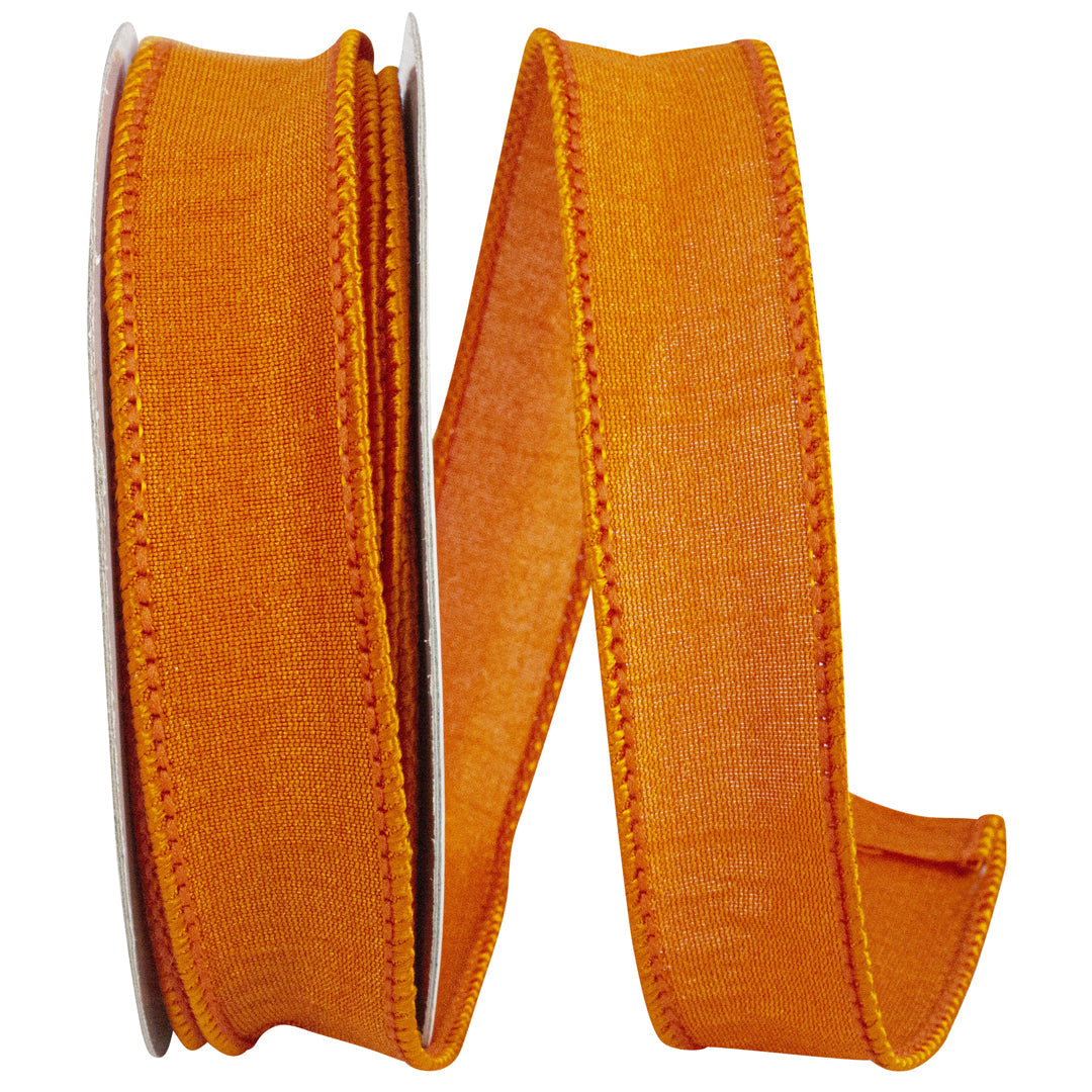 Orange Dupioni Wired Edge Ribbon 7/8 in x 10 yd