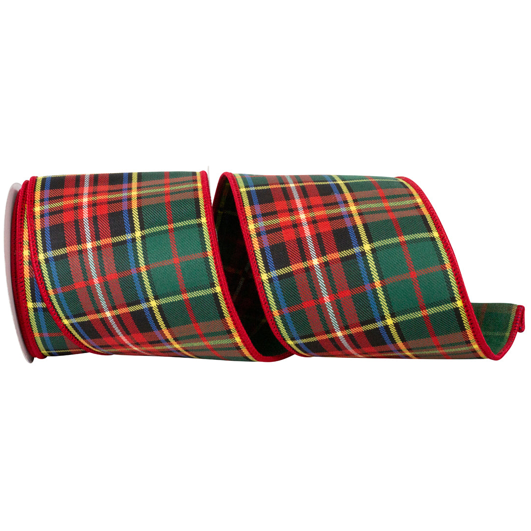 Classic Plaid Woven Wired Edge Ribbon 4 in x 5 yd