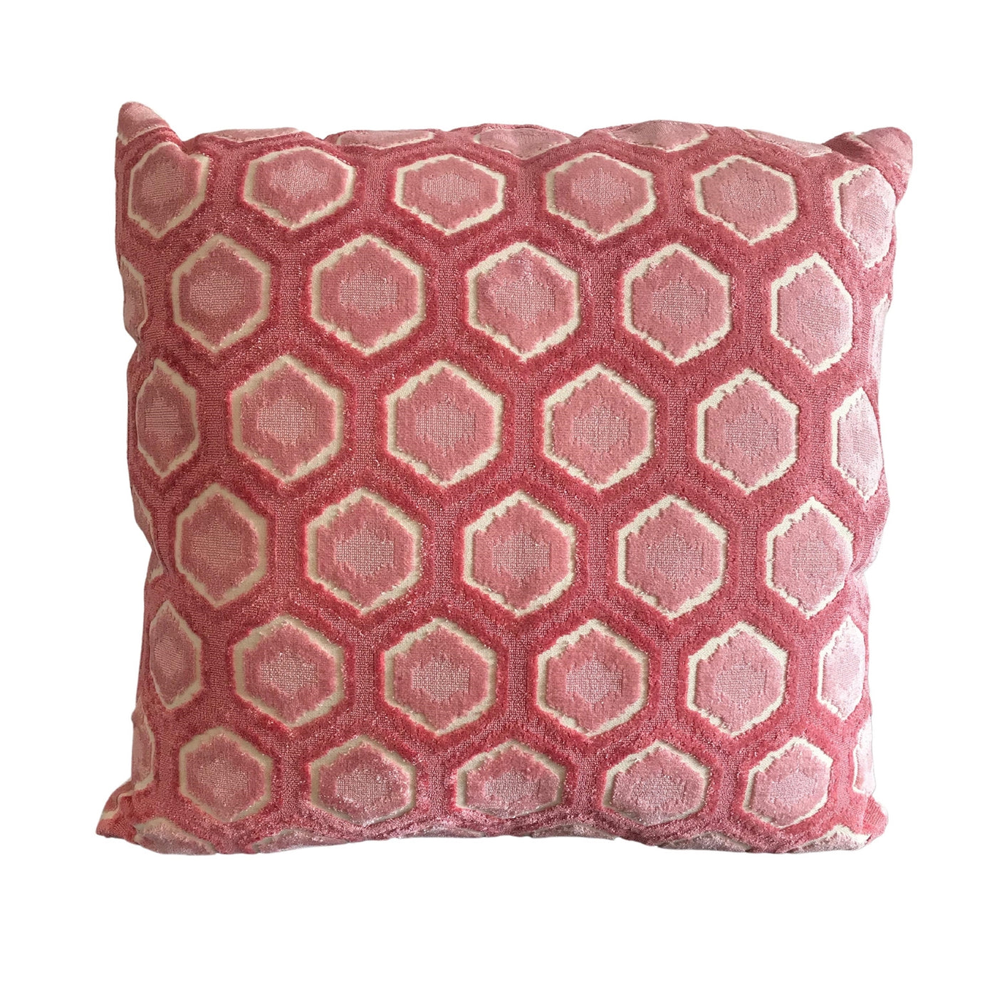 Rose Colored Flocked  Geometric Pillow - 22"
