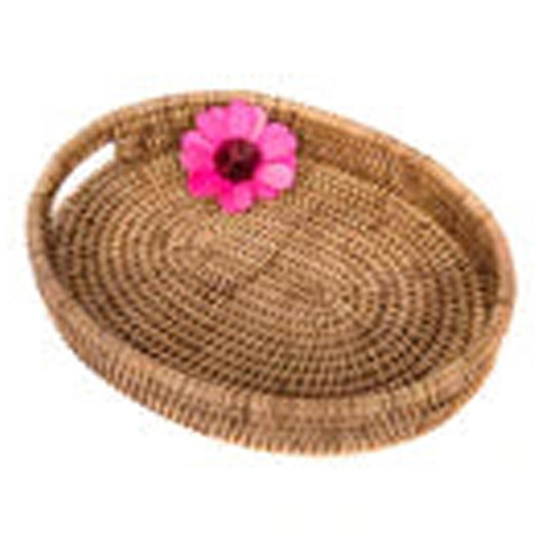 Rattan Oval Tray with Cutout Handles 10"x8"x1.5"