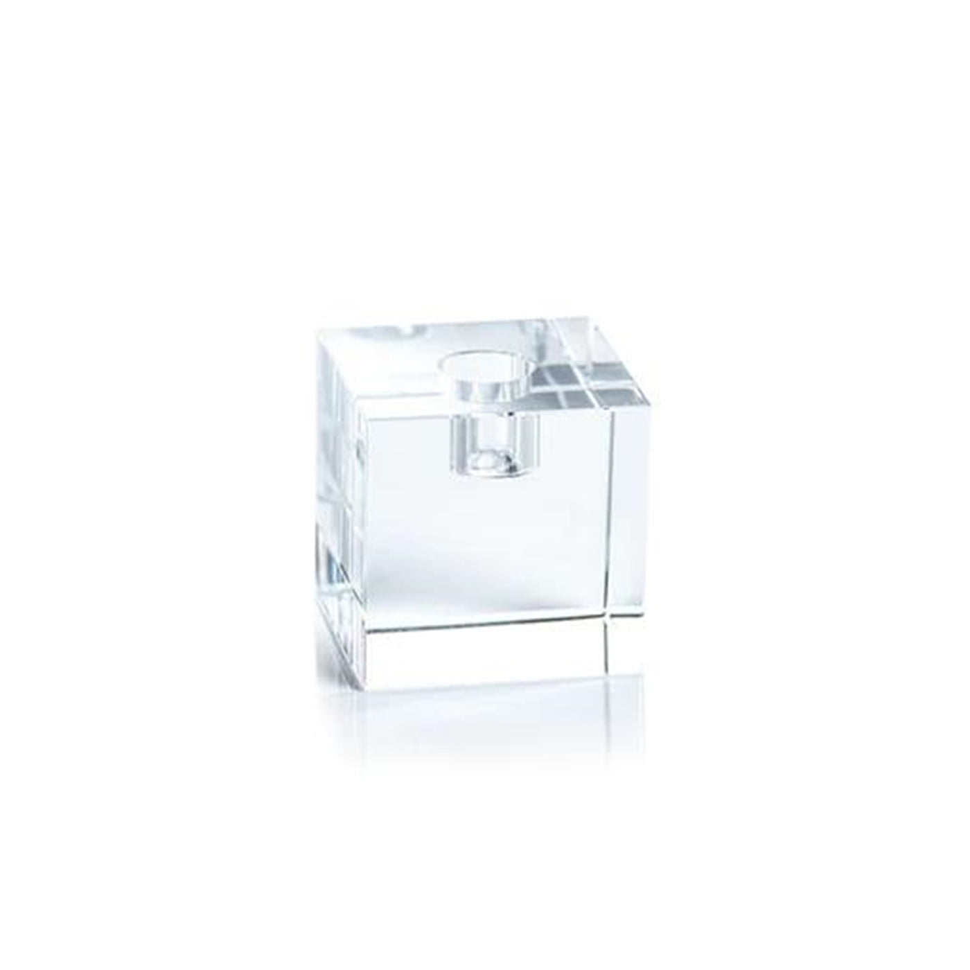 Square Crystal Glass Taper Holder - Small -2.75"